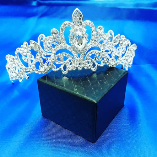 Coroa Tiara Prata Noiva Strass Debutante Promoção Barata
