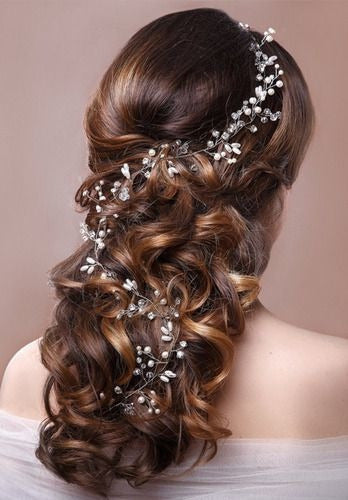 Tiara Arranjo Grinalda Cabelo Noiva Pérola Fio Strass Brilho