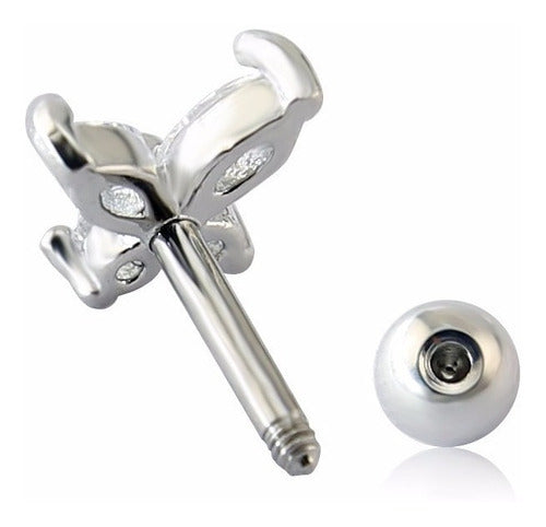 Piercing Tragus Dourado Cartilagem Pedra Mini Borboleta 6mm