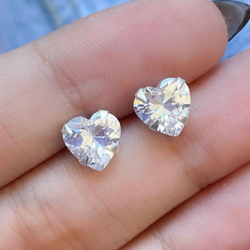 Brinco Pedra Zirconia Coração 4 Mm Prata 925