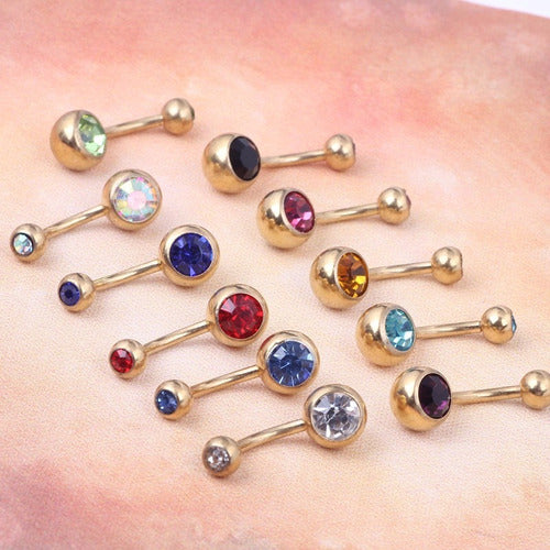 Kit 10 Piercing De Umbigo Dourado Banhado A Ouro 18k