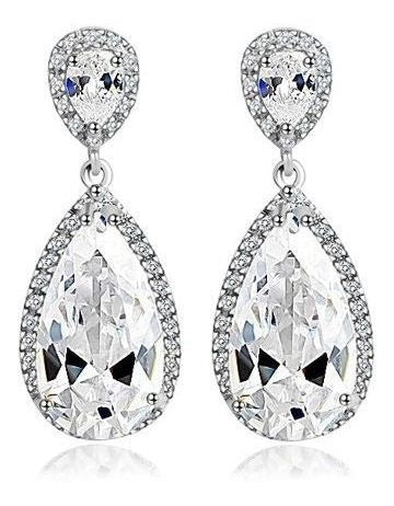 Brinco Noiva Pedra Zirconia Prata Festa Gota Luxo Debutante
