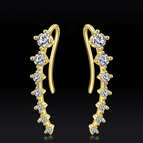 Brinco Ear Cuff Noiva Pedra Zirconia Dourado Debutante Festa