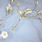 Tiara Arranjo Cabelo Noiva Pérola Fio Flor Dourado Prata