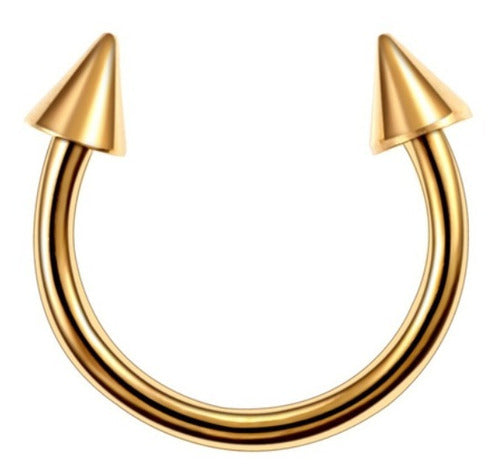 Piercing Septo Ferradura Titânio Spike Preto Prata