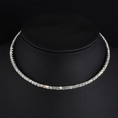 Colar Chocker E Pulseira Riviera Strass Pérola Noiva Festa