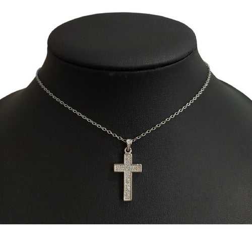 Colar Gargantilha Cruz Crucifixo Noiva Zirconia Prata