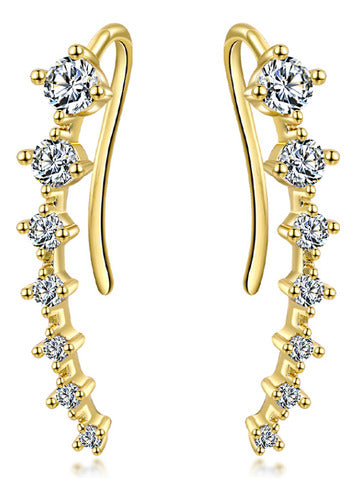 Brinco Ear Cuff Noiva Pedra Zirconia Dourado Debutante Festa
