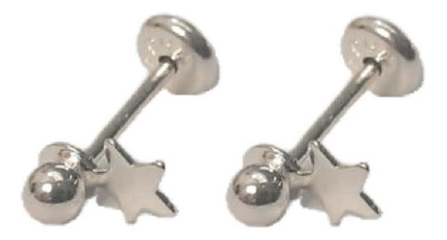 Brinco Infantil Tarraxa Baby Folheado A Prata - Antialérgico