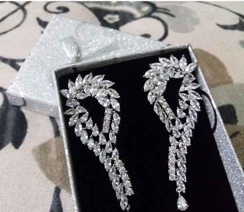 Brinco Zirconia Prata Noiva Festa Pendurado Debutante Grande