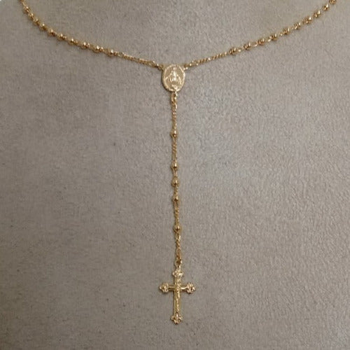 Colar Terço Noiva Dourado Perola Delicado Folheado A Ouro 18
