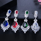 Brinco Verde Madrinha Zirconia Prata Festa Debutante Grande