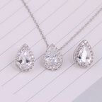 Conjunto Colar Brinco Noiva Pedra Zirconia Prata Dourad Gota