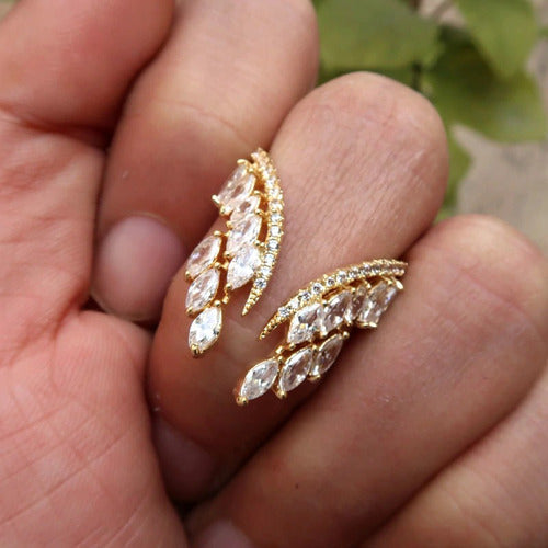 Anel Noiva Pedra Zirconia Festa Prata Ou Dourado Casamento