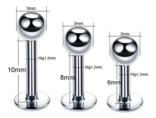 Piercing Tragus Labret Cartilagem Medusa Bolinha 3 Mm Aço