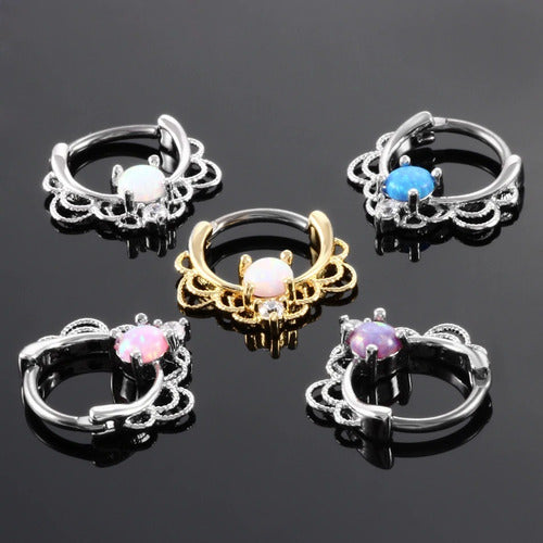 Piercing Para Nariz Septo Indiano Prata Pedra Zirconia