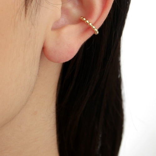 Piercing Argola Orelha Falso Fake Dourado Bolinhas