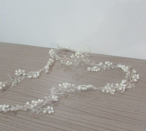 Tiara Arranjo Grinalda Cabelo Noiva Pérola Fio Strass Brilho