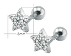 Piercing Tragus Cartilagem Orelha Estrela Zirconia 6 Mm