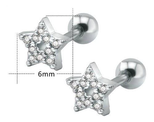 Piercing Tragus Cartilagem Orelha Estrela Zirconia 6 Mm