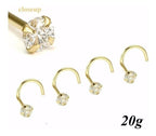 Piercing Nariz Nostril Dourado Pedra Zirconia 3 Mm Pt De Luz