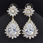 Brinco Noiva Pedra Zirconia Dourado Festa Debutante Gota