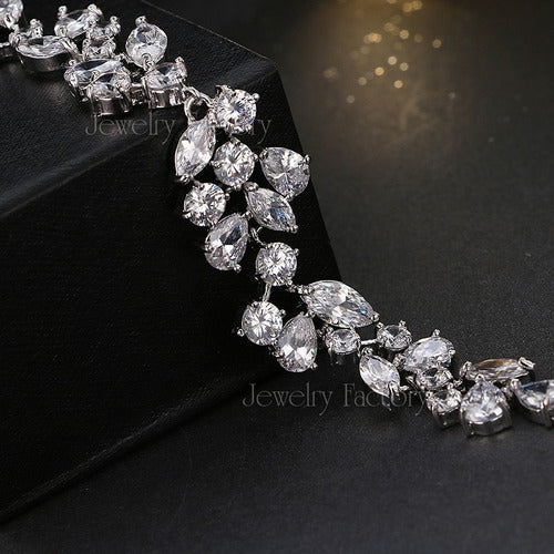 Pulseira Bracelete Dourada Com Zircônia Noiva Debutante