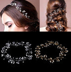 Tiara Arranjo Cabelo Noiva Pérola Fio Strass Dourado Prata