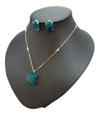 Conjunto Colar E Brinco Zirconia Fusion Tifann Oval Grande