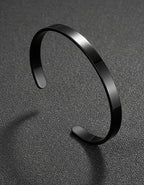 Pulseira Bracelete Prata Preta Aço Inoxidável Inox Liso 6 Mm