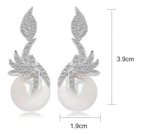 Brinco Noiva Zirconia E Pérola Prata Delicado Luxo