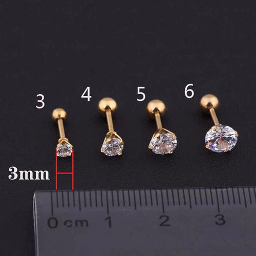 Piercing Tragus Cartilagem Ponto De Luz Dourado 2 3 4 5 Mm
