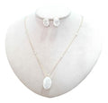 Conjunto Colar E Brinco Zirconia Fusion Tifann Oval Grande