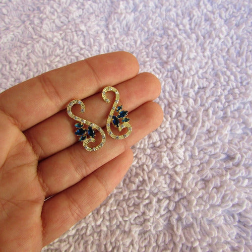Brinco Dourado Noiva Pedra Zirconia Verde Azul Preto Festa