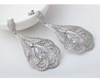 Brinco Noiva Zirconia Prata Formatura Debutante Gota Grande
