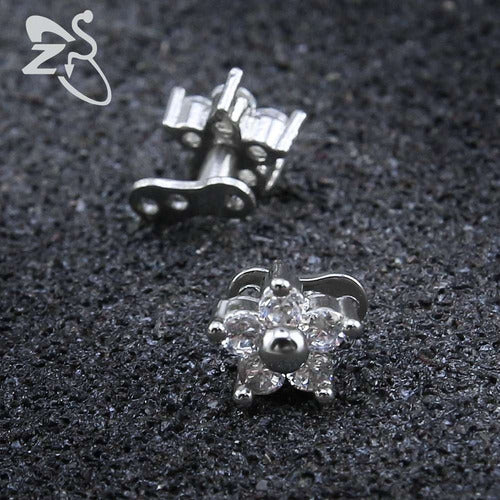 Piercing Microdermal Zirconia Pedra Coração Estrela Cruz Flo