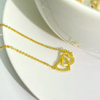 Colar Pingente Coração Duplo Pedra Zirconia Folheado Ouro 18