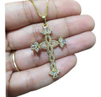 Colar Cruz Crucifixo Noiva Zirconia Dourada Folheadoa Ouro 18k Semi Joia Com Garantia