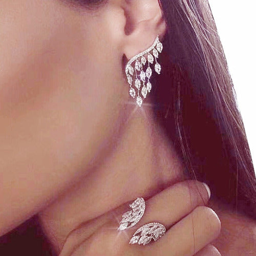 Brinco Ear Cuff Noiva Pedra Zirconia Debutante Prata Festa