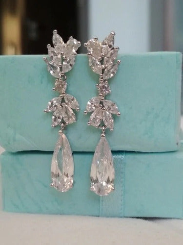 Brinco Noiva Zirconia Gota Prata Festa Madrinha Formatura