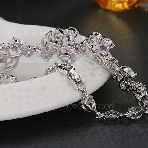 Pulseira Bracelete Dourada Com Zircônia Noiva Debutante