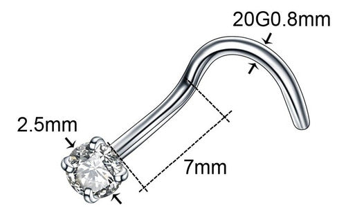 Piercing Nariz Nostril Dourado / Prata Pedra Zirconia 2,5 Mm