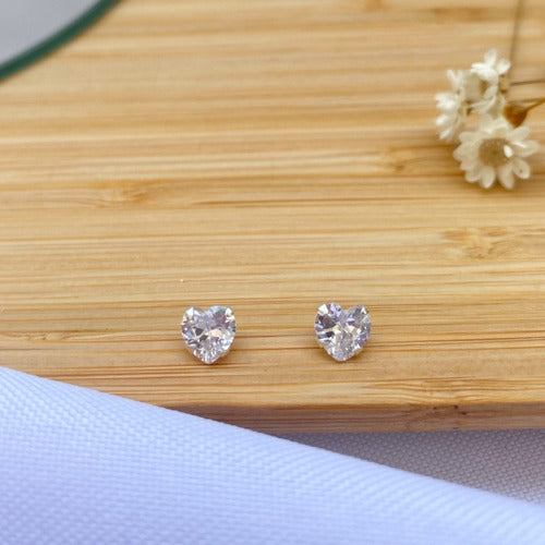 Brinco Pedra Zirconia Coração 4 Mm Prata 925