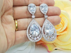 Brinco Noiva Pedra Zirconia Prata Gota Debutante Grande
