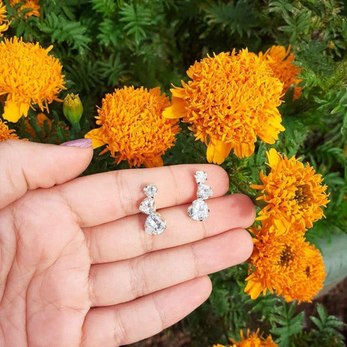 Brinco Ear Cuff Noiva Pedra Zirconia Coração Dourado Festa