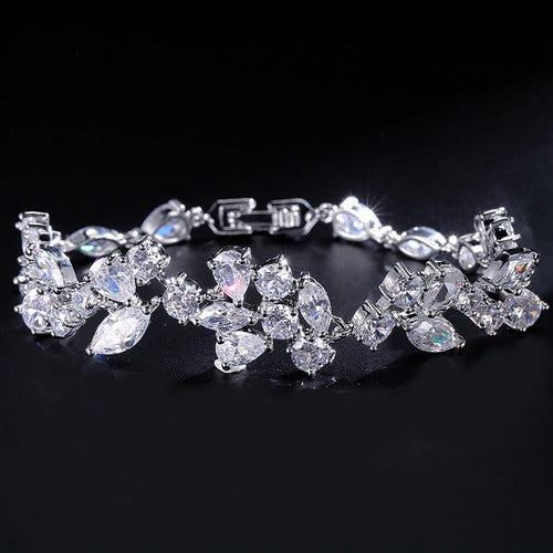 Pulseira Bracelete Dourada Com Zircônia Noiva Debutante