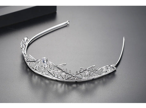 Coroa Tiara Cabelo Noiva Prata Zirconia Princesa Luxo Linda