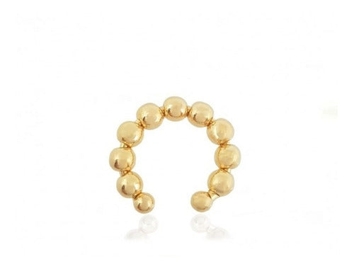Piercing Argola Orelha Falso Fake Dourado Bolinhas