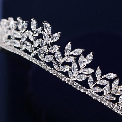 Coroa Tiara Cabelo Noiva Prata Zirconia Princesa Luxo