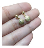 Brinco Infantil Pequeno Concha Do Mar Dourado Folheado Ouro